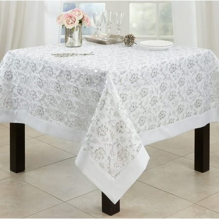Fennco Styles Sequin Floral Embroidered Tablecloth 65 W x 104 L - White Table Cover for Home Dining Room Banquets Wedding Holiday and Special Events
Fennco Styles Sequin Floral Embroidered Tablecloth 65 W x 104 L - White Table Cover for Home Dining Room Banquets Wedding Holiday and Special Events