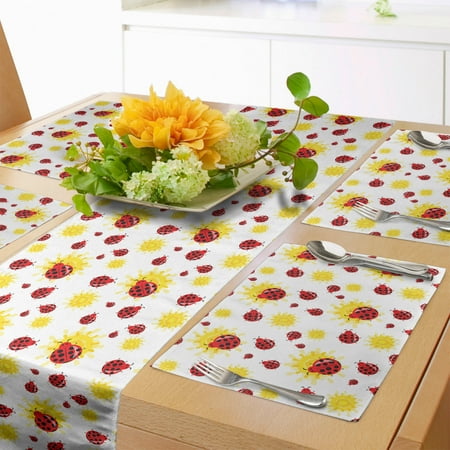 Ladybugs Table Runner & Placemats Summer Season Inspired Sun Pattern Bugs Animal Imagery Cartoon Characters Set for Dining Table Placemat 4 pcs + Runner 12 x90 Red Black Yellow by Ambesonne
Ladybugs Table Runner & Placemats Summer Season Inspired Sun Pattern Bugs Animal Imagery Cartoon Characters Set for Dining Table Placemat 4 pcs + Runner 12 x90 Red Black Yellow by Ambesonne