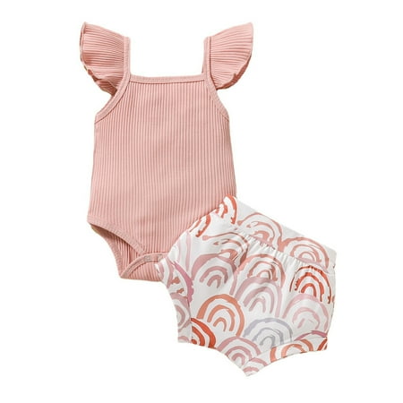 Toddler Girl Clothes Summer Flying Sleeve Ribbed Rainbow Print Romper Bodysuit Shorts Headbands 3Pcs Outfits Clothes Set Cute Clothes
Toddler Girl Clothes Summer Flying Sleeve Ribbed Rainbow Print Romper Bodysuit Shorts Headbands 3Pcs Outfits Clothes Set Cute Clothes
