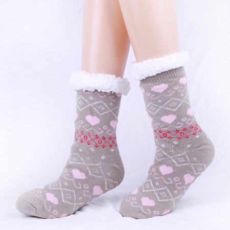 Womens Slipper Socks Non Slip Fuzzy Winter Warm Soft Cozy Thick Fleece Lining Home Grips Socks Gray Heart
Womens Slipper Socks Non Slip Fuzzy Winter Warm Soft Cozy Thick Fleece Lining Home Grips Socks Gray Heart
