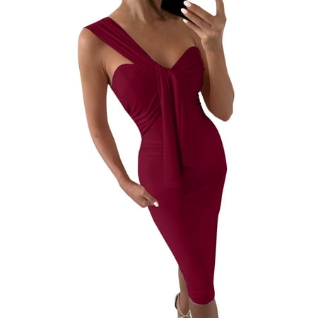 dtydtpe women one shoulder v neck elegant evening fashion elegant dress party festive party dress with slit summer casual dress maternity dresses casual summer for women dress casual su
dtydtpe women one shoulder v neck elegant evening fashion elegant dress party festive party dress with slit summer casual dress maternity dresses casual summer for women dress casual su