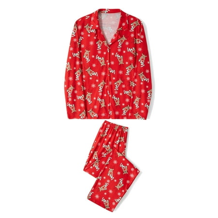 Qmyliery Family Matching Christmas Pajamas Sets Deer Snowflake Print Lapel Long Sleeve Tops + Elastic Waist Long Pants Loungewear Set
Qmyliery Family Matching Christmas Pajamas Sets Deer Snowflake Print Lapel Long Sleeve Tops + Elastic Waist Long Pants Loungewear Set
