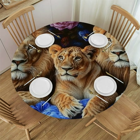 Palnkart Lions Bed Roses Round Tablecloth Stain-Resistant and Washable for Indoor and Outdoor Events - Ideal for Home Kitchen Parties and Holiday Dinners - Various Sizes Available 42 -46 
Palnkart Lions Bed Roses Round Tablecloth Stain-Resistant and Washable for Indoor and Outdoor Events - Ideal for Home Kitchen Parties and Holiday Dinners - Various Sizes Available 42 -46