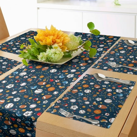 Sport Table Runner & Placemats Many Basketball Baseball and Football Champ Gloves Dark Background Set for Dining Table Decor Placemat 4 pcs + Runner 16 x72 Dark Blue Multicolor by Ambesonne
Sport Table Runner & Placemats Many Basketball Baseball and Football Champ Gloves Dark Background Set for Dining Table Decor Placemat 4 pcs + Runner 16 x72 Dark Blue Multicolor by Ambesonne