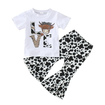 Kids Toddler Baby Girls Cotton Short Sleeve Cartoon Tshirts Tops Print Bell Bottom Pants Outfits Set Clothes For 12-18 Months
Kids Toddler Baby Girls Cotton Short Sleeve Cartoon Tshirts Tops Print Bell Bottom Pants Outfits Set Clothes For 12-18 Months