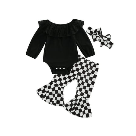 Bagilaanoe 3Pcs Newborn Baby Girl Long Pants Set Lace Splicing Long Sleeve Romper Tops+ Checkerboard Flared Trousers + Headwear 3M 6M 12M 18M Infant Fall Outfits
Bagilaanoe 3Pcs Newborn Baby Girl Long Pants Set Lace Splicing Long Sleeve Romper Tops+ Checkerboard Flared Trousers + Headwear 3M 6M 12M 18M Infant Fall Outfits