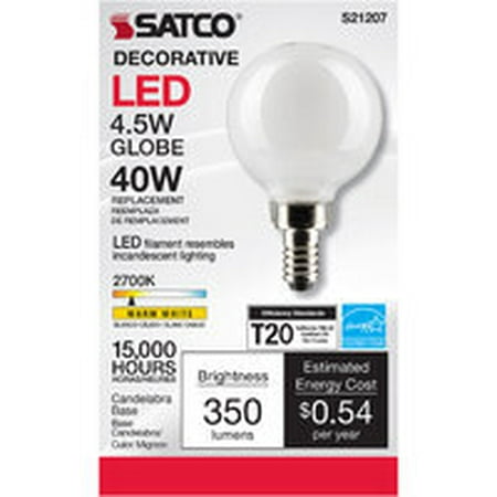 2PC Satco Products S21207 4.5W LED GLOBE BULB / 1 EA