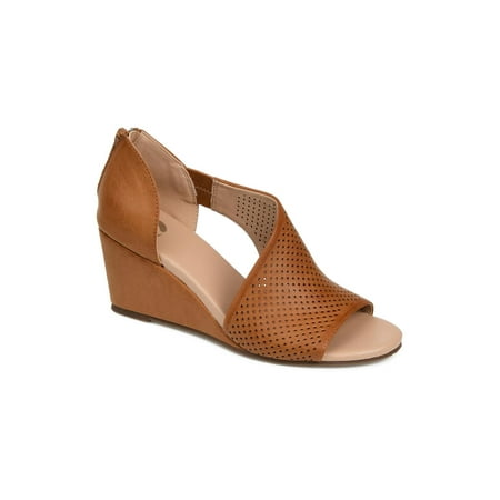 Journee Collection Womens Aretha Faux Leather peep toe Wedge Heels
