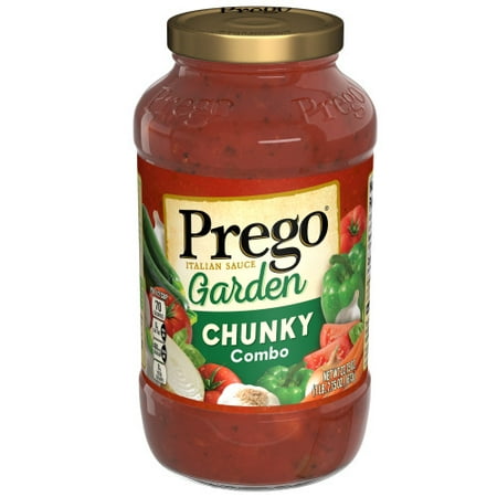 Prego Pasta Sauce, Garden Harvest Chunky Tomato Sauce Combo with Zucchini, Carrots, and Green Peppers, 23.75 Ounce Jar