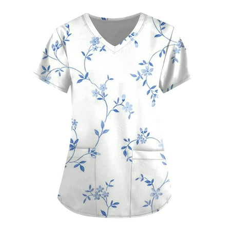 Yubatuo Independence Day Women Plus Size Scrubs Top with Pockets V-Neck Short Sleeve Printed Work Blouse for Women Light Blue M
Yubatuo Independence Day Women Plus Size Scrubs Top with Pockets V-Neck Short Sleeve Printed Work Blouse for Women Light Blue M