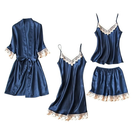 Oieyuz Women s 4 Piece Pajamas Sets Nightwear Tank Tops Shorts Dress Lace Patchwork Sleepwear Clothes
Oieyuz Women s 4 Piece Pajamas Sets Nightwear Tank Tops Shorts Dress Lace Patchwork Sleepwear Clothes