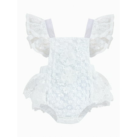 Calsunbaby Newborn Baby Girls Fly Sleeve Romper Solid Color Lace Embroidery Bandage Triangle Jumpsuits White 12-18 Months
Calsunbaby Newborn Baby Girls Fly Sleeve Romper Solid Color Lace Embroidery Bandage Triangle Jumpsuits White 12-18 Months