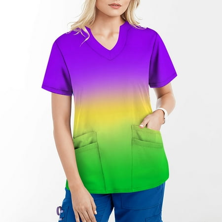 SELONE Scrubs for Women Short Sleeve Tops Blouses Regular Fit T Shirts Pullover Tees Tops Gradient T-Shirts V Neck Tops Blouses With Pockets T Shirts Easy Care Soft Breathable Pullover Tops Purple M
SELONE Scrubs for Women Short Sleeve Tops Blouses Regular Fit T Shirts Pullover Tees Tops Gradient T-Shirts V Neck Tops Blouses With Pockets T Shirts Easy Care Soft Breathable Pullover Tops Purple M