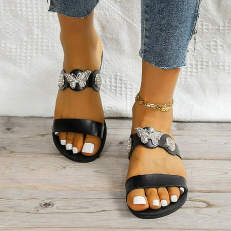Binmer Womens Summer Butterfly Metal Decoration Peep Toe Flats Casual Comfortable Slippers
Binmer Womens Summer Butterfly Metal Decoration Peep Toe Flats Casual Comfortable Slippers