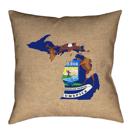 ArtVerse Katelyn Smith Michigan State Flag (Pillow Cover Only) - Cotton Twill