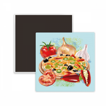 Pizza Italy Tomato Foods Garlic Square Ceracs Fridge Magnet Keepsake Memento