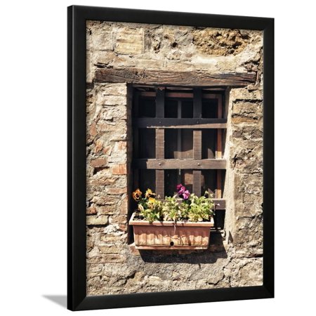 Small Window with Flowers Framed Print Wall Art By Marco Carmassi