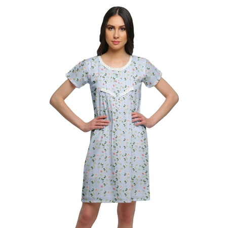Moomaya Cotton Lace Neckline Sleepwear For Women Button Placket Nightdress
Moomaya Cotton Lace Neckline Sleepwear For Women Button Placket Nightdress