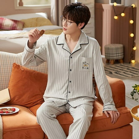 CoCopeaunt New spring and autumn mens home wear cardigan long-sleeved pants pajamas set lapel loose pajamas men sleepwear
CoCopeaunt New spring and autumn mens home wear cardigan long-sleeved pants pajamas set lapel loose pajamas men sleepwear