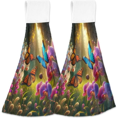 Anyway.go Butterflies and Orchids Flowers Kitchen Hanging Hand Towels Spring Absorbent Tie Towel with Loop 2 PCS Kitchen Linen Sets for Bathroom Restroom Home Decor
Anyway.go Butterflies and Orchids Flowers Kitchen Hanging Hand Towels Spring Absorbent Tie Towel with Loop 2 PCS Kitchen Linen Sets for Bathroom Restroom Home Decor