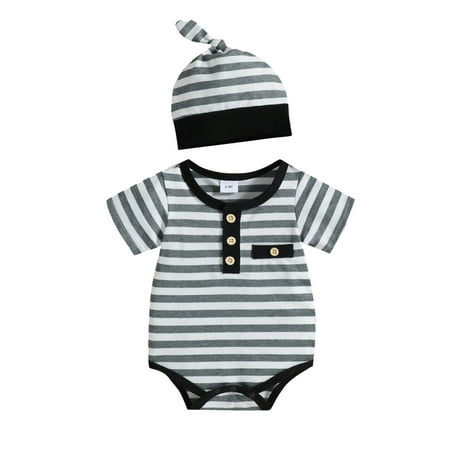 Set Sleeve Baby Romper Short Hat Girls Printed Boys Striped Bodysuit Girls Outfits&Set
Set Sleeve Baby Romper Short Hat Girls Printed Boys Striped Bodysuit Girls Outfits&Set