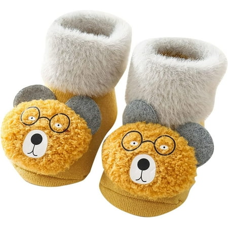 QWZNDZGR Baby Toddlers Moccasins Anti-Slip Fuzzy Slipper Floor Grip Shoes Socks for Newborn/Infant Non-Skid Floor Slippers