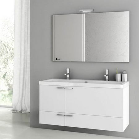 ACF by Nameeks ACF ANS08-GW New Space 47-in. Double Bathroom Vanity Set - Glossy White