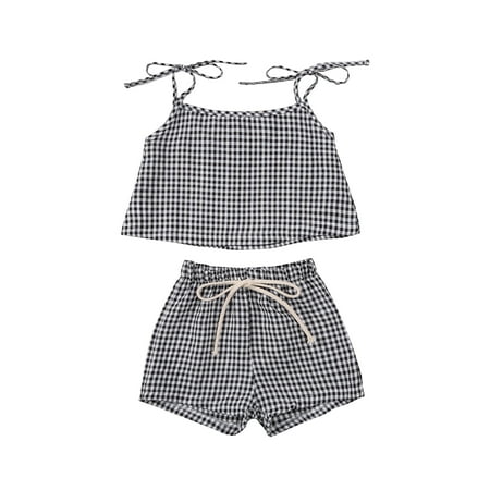 Canrulo Summer Infant Baby Girls Clothes Plaids Printed Strapless Belt Vest Tops Shorts Sets Black 12-18 Months
Canrulo Summer Infant Baby Girls Clothes Plaids Printed Strapless Belt Vest Tops Shorts Sets Black 12-18 Months