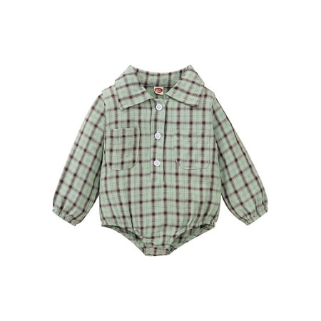 AMILIEe Infant Baby Boys Girls Romper Shirt Long Sleeve Button Down Plaid Print Bodysuit One-Piece Outfits
AMILIEe Infant Baby Boys Girls Romper Shirt Long Sleeve Button Down Plaid Print Bodysuit One-Piece Outfits