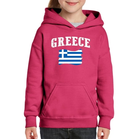 Greece Flag Unisex Hoodie For Girls and Boys Youth Sweatshirt