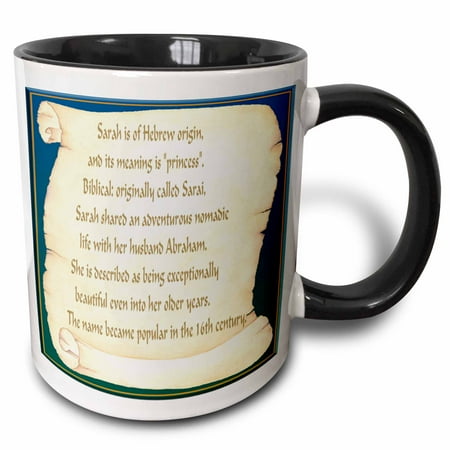 3dRose Sarah The Meaning - Two Tone Black Mug 11-ounce