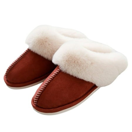 

Women s Suede Comfy Slippers House Shoes Memory Foam Suede Anti-Skid Cozy Plush for Indoor Outdoor 36/37 Brick Red