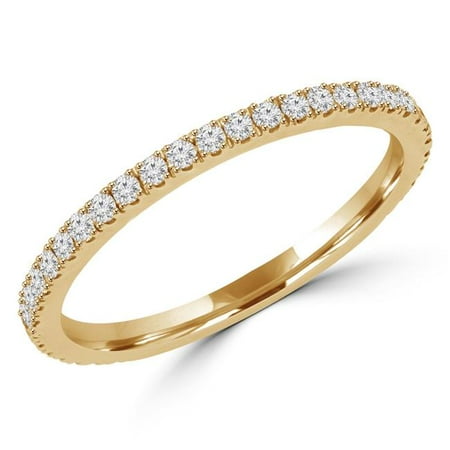 MD170315-7.5 0.25 CTW Round Diamond Semi-Eternity Wedding Band Ring in 14K Yellow Gold, Size 7.5