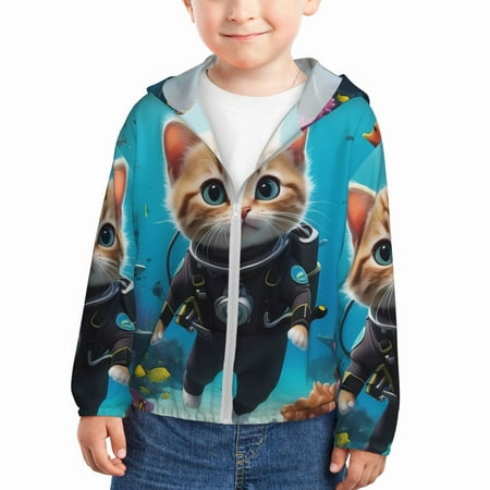 Ocsxa Underwater Diving Cat Print Kids Active Zipper Sun Protection Jacket Boys Girls Hooded Cooling Shirt-2 Years
Ocsxa Underwater Diving Cat Print Kids Active Zipper Sun Protection Jacket Boys Girls Hooded Cooling Shirt-2 Years