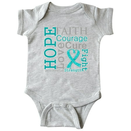 Inktastic Ovarian Cancer Hope Faith Motto Gift Baby Boy or Baby Girl Bodysuit