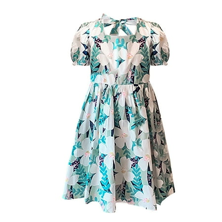 BSDHBS Girls Dresses Flower Print Puff Sleeve Princess Lace up Design at the Back Skirts Blue Size 140
BSDHBS Girls Dresses Flower Print Puff Sleeve Princess Lace up Design at the Back Skirts Blue Size 140