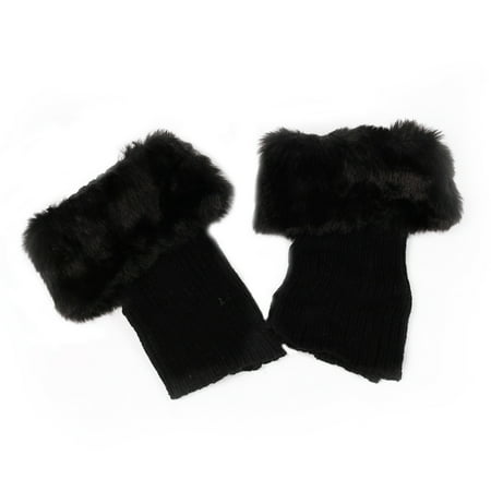 1 Pair Women Girl Winter Short Leg Warmer Socks Ribbed Knit Plush Trim Boot Cuff