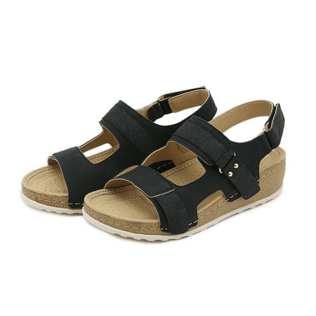 Women‘s Hook & Loop Strap Wedge Sandals Solid Color Open Toe Non Slip Slingback Shoes Casual Outdoor Sandals
Women‘s Hook & Loop Strap Wedge Sandals Solid Color Open Toe Non Slip Slingback Shoes Casual Outdoor Sandals