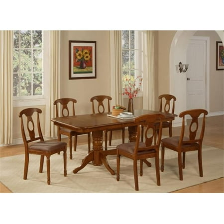 NANA7-SBR-C 7 Piece dining table set for 6-rectangular Table with Leaf and 6 chairs for dining