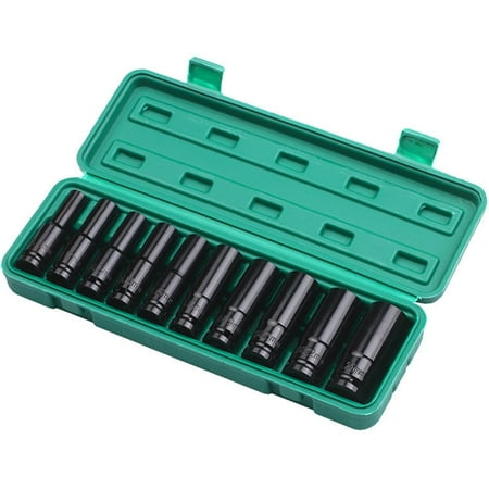 10Pcs Deep Impact Socket Set High Carbon Steel Multiple Sizes Metric Impact Socket Durable Heavy Duty Drive Impact Extension Bar Set with Storage Box for Car Truck Van
10Pcs Deep Impact Socket Set High Carbon Steel Multiple Sizes Metric Impact Socket Durable Heavy Duty Drive Impact Extension Bar Set with Storage Box for Car Truck Van