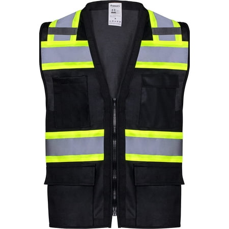 ProtectX 6 Pockets High Visibility Zipper Front Safety Vest with Reflective Tape Strips Lightweight & Solid Fabric ANSI/ISEA Certified Class 2 Black - X Large
ProtectX 6 Pockets High Visibility Zipper Front Safety Vest with Reflective Tape Strips Lightweight & Solid Fabric ANSI/ISEA Certified Class 2 Black - X Large