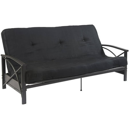Mainstays Monaco Black Metal Futon w/ 6" Mattress, Multiple Colors