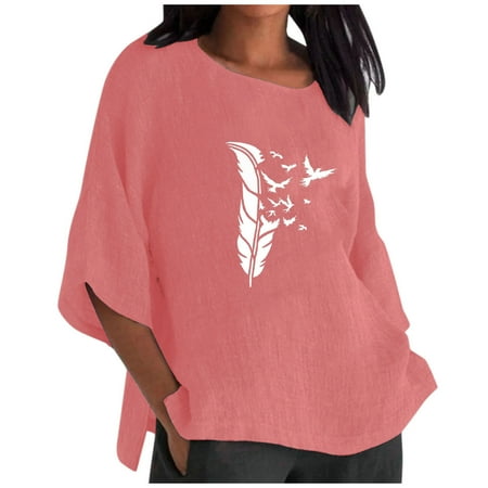 kakina CMSX Sexy Womens Tops Summer Vintage Printed Cotton Linen Tops Loose Large Round Neck Short Sleeve Tops Casual Loose T Shirts Pink XL
kakina CMSX Sexy Womens Tops Summer Vintage Printed Cotton Linen Tops Loose Large Round Neck Short Sleeve Tops Casual Loose T Shirts Pink XL