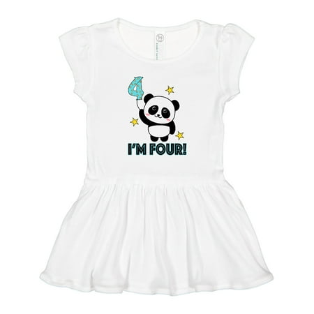 Inktastic 4th Birthday Panda 4 Year Old Party Gift Toddler Girl Dress