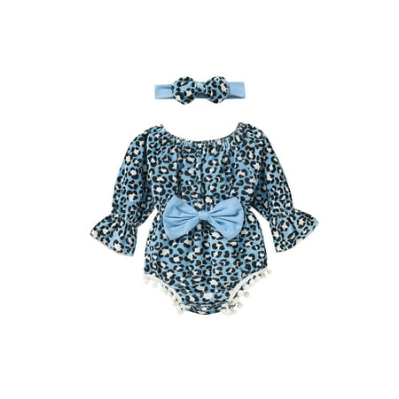 Canrulo Infant Long Sleeve Romper Bow Headband Leopard Ruffle Bodysuit for Baby Girls Blue 6-9 Months
Canrulo Infant Long Sleeve Romper Bow Headband Leopard Ruffle Bodysuit for Baby Girls Blue 6-9 Months