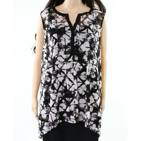 Alfani NEW Green Womens Size Large L Split-Neck Mesh Printed Blouse