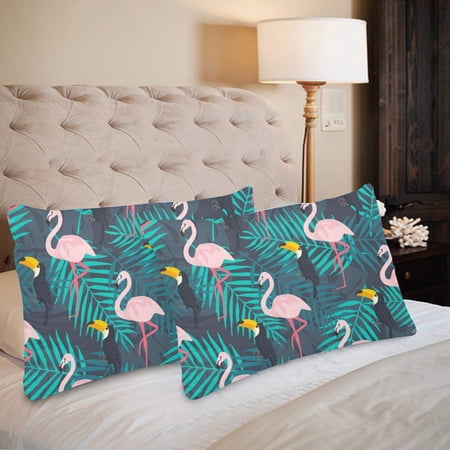 MKHERT Tropical Pink Flamingo Pillowcase Pillow Protector Cushion Cover 20x30 inch,Set of 2