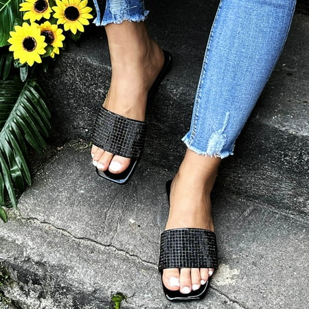 HIBRO Women Shoes Fashion Sandal Flat Pearl Strap Flip-Flop Sandals Summer Casual Fashion Sandals