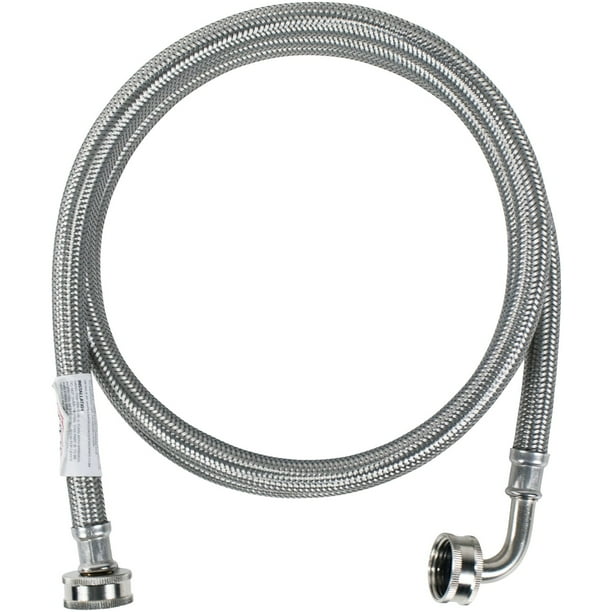 Certified Appliance Accessories WM72SSL Braided Stainless Steel Washing Machine Hose with Elbow, 6ft