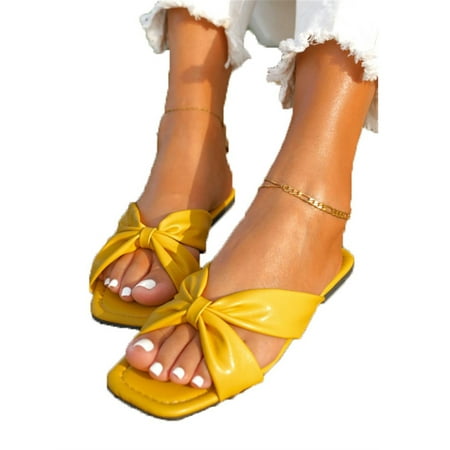 WEARELLAS Womens Plain Solid Color Square Open Toe Holiday Bow Cross Strap Flats Slippers Slip On Sandals Beach Sliders Shoes
WEARELLAS Womens Plain Solid Color Square Open Toe Holiday Bow Cross Strap Flats Slippers Slip On Sandals Beach Sliders Shoes